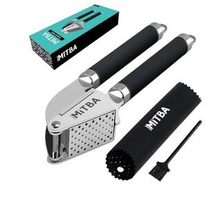 Mitba Black and Silver Garlic Press Set